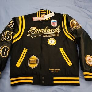 HEADWEAR CLASSICS PITTSBURG CRAWFORDS BASEBALL VARSITY JACKET BLACK/YELLOW